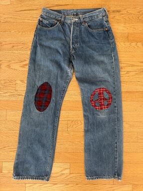 Vintage Levi's 501s with Flannel Patches 90s Grunge Denim Perfection